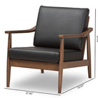 Baxton Studio Venza Mid-Century Modern Walnut Wood Black Faux Leather Lounge Chair
