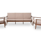 Baxton Studio Venza Mid-Century Modern Walnut Wood Light Brown Fabric Upholstered 3-Piece Livingroom Set