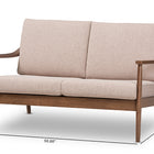 Baxton Studio Venza Mid-Century Modern Walnut Wood Light Brown Fabric Upholstered 2-Seater Loveseat