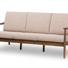 Baxton Studio Venza Mid-Century Modern Walnut Wood Light Brown Fabric Upholstered 3-Seater Sofa