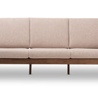 Baxton Studio Venza Mid-Century Modern Walnut Wood Light Brown Fabric Upholstered 3-Seater Sofa