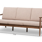 Baxton Studio Venza Mid-Century Modern Walnut Wood Light Brown Fabric Upholstered 3-Seater Sofa
