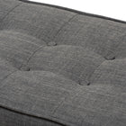 Baxton Studio Lucca Mid-Century Modern Walnut Wood Dark Grey Fabric Button-Tufted Bench