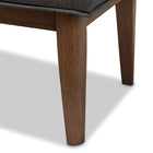 Baxton Studio Lucca Mid-Century Modern Walnut Wood Dark Grey Fabric Button-Tufted Bench