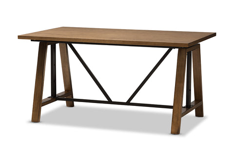 Baxton Studio Nico Rustic Industrial Metal and Distressed Wood Adjustable Height Work Table
