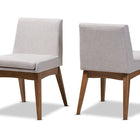 Baxton Studio Nexus Mid-Century Modern Walnut Wood Finishing Greyish Beige Fabric Dining Side Chair - Set of 2