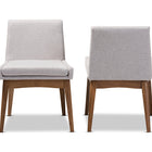 Baxton Studio Nexus Mid-Century Modern Walnut Wood Finishing Greyish Beige Fabric Dining Side Chair - Set of 2