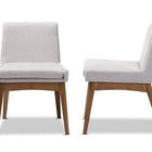 Baxton Studio Nexus Mid-Century Modern Walnut Wood Finishing Greyish Beige Fabric Dining Side Chair - Set of 2