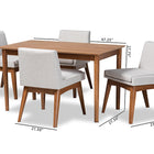 Baxton Studio Nexus Mid-Century Modern Greyish Beige Fabric Upholstered and Walnut Brown Finished Wood 5-Piece Dining Set