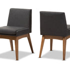 Baxton Studio Nexus Mid-Century Modern Walnut Wood Finishing Dark Fabric Dining Side Chair - Set of 2