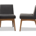 Baxton Studio Nexus Mid-Century Modern Walnut Wood Finishing Dark Fabric Dining Side Chair - Set of 2