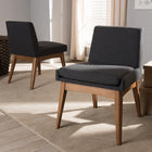 Baxton Studio Nexus Mid-Century Modern Walnut Wood Finishing Dark Fabric Dining Side Chair - Set of 2