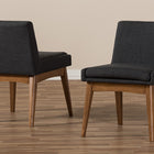 Baxton Studio Nexus Mid-Century Modern Walnut Wood Finishing Dark Fabric Dining Side Chair - Set of 2