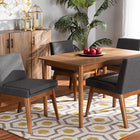 Baxton Studio Nexus Mid-Century Modern Dark Grey Fabric Upholstered and Walnut Brown Finished Wood 5-Piece Dining Set