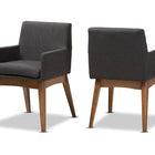 Baxton Studio Nexus Mid-Century Modern Walnut Wood Finishing Dark Grey Fabric Dining Armchair - Set of 2