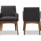 Baxton Studio Nexus Mid-Century Modern Walnut Wood Finishing Dark Grey Fabric Dining Armchair - Set of 2