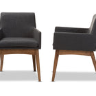 Baxton Studio Nexus Mid-Century Modern Walnut Wood Finishing Dark Grey Fabric Dining Armchair - Set of 2