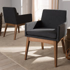 Baxton Studio Nexus Mid-Century Modern Walnut Wood Finishing Dark Grey Fabric Dining Armchair - Set of 2