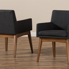 Baxton Studio Nexus Mid-Century Modern Walnut Wood Finishing Dark Grey Fabric Dining Armchair - Set of 2