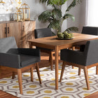 Baxton Studio Dorina Mid-Century Modern Dark Grey Fabric Upholstered and Walnut Brown Finished Wood 5-Piece Dining Set