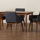 Baxton Studio Dorina Mid-Century Modern Dark Grey Fabric Upholstered and Walnut Brown Finished Wood 5-Piece Dining Set
