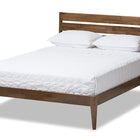 Baxton Studio Elmdon Mid-Century Modern Solid Walnut Wood Slatted Headboard Style King Size Platform Bed