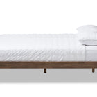 Baxton Studio Elmdon Mid-Century Modern Solid Walnut Wood Slatted Headboard Style King Size Platform Bed