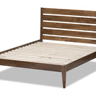 Baxton Studio Elmdon Mid-Century Modern Solid Walnut Wood Slatted Headboard Style King Size Platform Bed