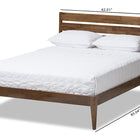 Baxton Studio Elmdon Mid-Century Modern Solid Walnut Wood Slatted Headboard Style King Size Platform Bed