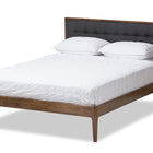 Baxton Studio Jupiter Mid-Century Modern Grey Fabric Upholstered Button-Tufted King Size Platform Bed