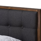 Baxton Studio Jupiter Mid-Century Modern Grey Fabric Upholstered Button-Tufted King Size Platform Bed