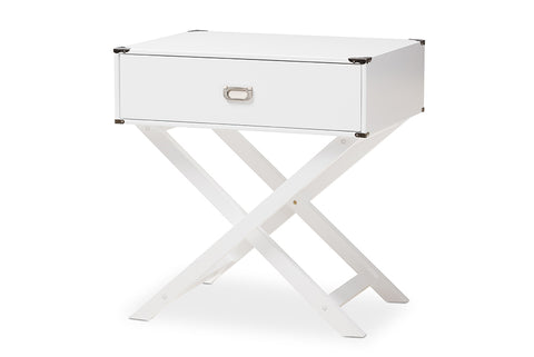 Baxton Studio Curtice Modern And Contemporary White 1-Drawer Wooden End Table