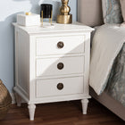 Baxton Studio Venezia French-Inspired Rustic Whitewash Wood 3-Drawer Nightstand