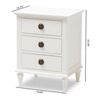 Baxton Studio Venezia French-Inspired Rustic Whitewash Wood 3-Drawer Nightstand