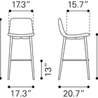 Zuo Tangiers Barstool (Set of 2) Taupe