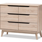 Baxton Studio Fella Mid-Century Modern Two-Tone Oak and Grey Wood 6-Drawer Dresser