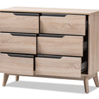 Baxton Studio Fella Mid-Century Modern Two-Tone Oak and Grey Wood 6-Drawer Dresser