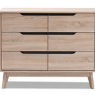 Baxton Studio Fella Mid-Century Modern Two-Tone Oak and Grey Wood 6-Drawer Dresser