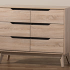 Baxton Studio Fella Mid-Century Modern Two-Tone Oak and Grey Wood 6-Drawer Dresser