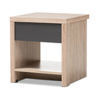 Baxton Studio Jamie Modern and Contemporary Two-Tone Oak and Grey Wood 1-Drawer 1-Shelf Nightstand