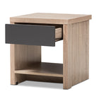 Baxton Studio Jamie Modern and Contemporary Two-Tone Oak and Grey Wood 1-Drawer 1-Shelf Nightstand