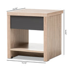 Baxton Studio Jamie Modern and Contemporary Two-Tone Oak and Grey Wood 1-Drawer 1-Shelf Nightstand