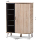 Baxton Studio Adelina Mid-Century Modern 1-door Oak and Grey Wood Shoe Cabinet