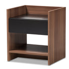 Baxton Studio Vanda Modern and Contemporary Two-Tone Walnut and Black Wood 1-Drawer Nightstand