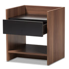 Baxton Studio Vanda Modern and Contemporary Two-Tone Walnut and Black Wood 1-Drawer Nightstand