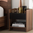 Baxton Studio Vanda Modern and Contemporary Two-Tone Walnut and Black Wood 1-Drawer Nightstand