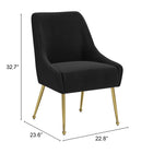 Zuo Maxine Dining Chair Black & Gold