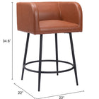 Zuo Horbat Counter Stool (Set of 2) Brown