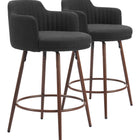 Zuo Kono Swivel Counter Stool (Set of 2) Black & Walnut