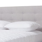 Baxton Studio Valencia Mid-Century Modern Greyish Beige Fabric Queen Size Platform Bed